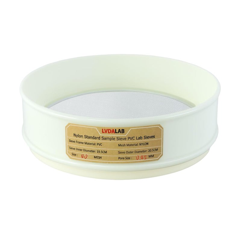 LVDALAB PVC Nylon Lab Sieve 40 Mesh(0.45mm), 7.9Inch(20cm) Diameter Sample Sifter Strainer for Industrial Lab Home - Image 1